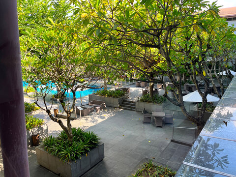 Poolside view of Hilton Garden Inn in Bali, Indonesia 2023 Mar.18