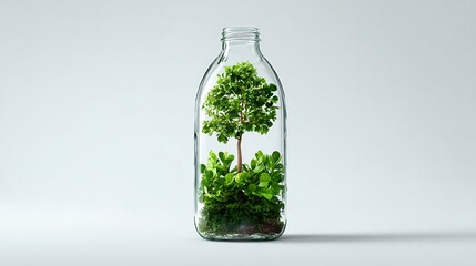 Reusable Glass Bottle Replacing Plastic Bottle in Sustainability Concept