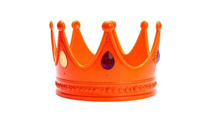 Orange Toy Crown With Jewels Isolated On Transparent Background For Birthday Parties And Costume Events Symbol Of Royalty And Achievement