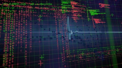 Animation of data processing and binary coding on green background - Powered by Adobe