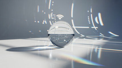 Glass Sphere Reflecting Abstract Digital Patterns and Light Refractions ezjrji5mswnj0mnwg rt2c7hecqme2xlg