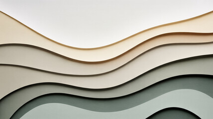 Layered paper waves in neutral earth tones creating a dimensional abstract background image photo