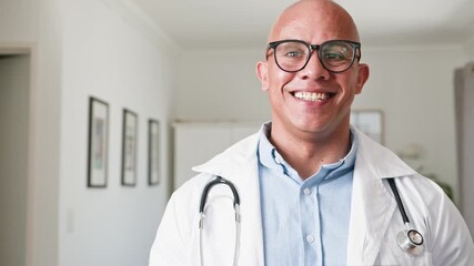 Friendly Male Doctor with Glasses Smiles, Exuding Confidence and Care