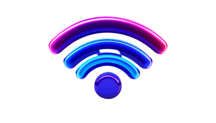 Digital communication symbol glowing with neon colors against a black backdrop
