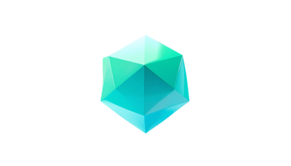 Geometric turquoise gemstone on a stark black background