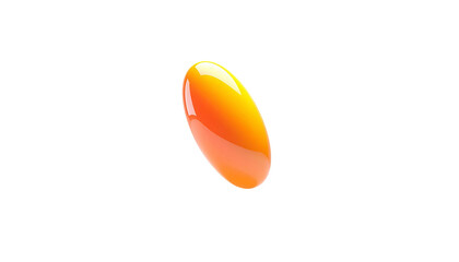 A translucent, vibrant orange pill floats against a stark black backdrop