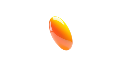 A translucent, vibrant orange pill floats against a stark black backdrop