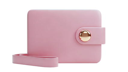 Pink wallet with gold button and strap