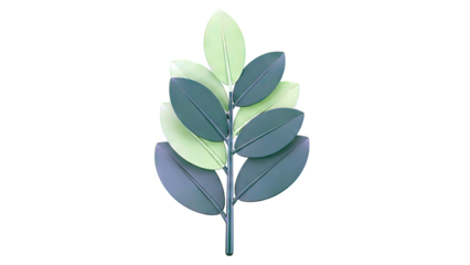 Stylized Green Leaf Stem