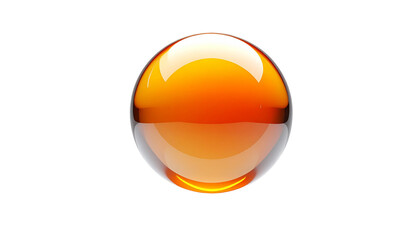 Spherical, glossy amber object floating against a stark black background