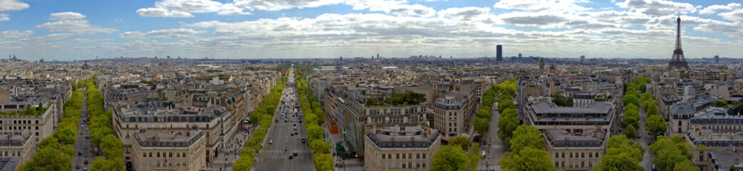 Paris Cityscape Skyline View from Arc de Triomphe Panoramic 