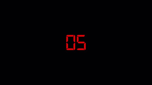 15 second countdown timer animation from 0 to 15 second with alpha channel, fifteen second countdown timer on transparent background.
