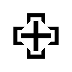 Obraz premium Bold geometric cross symbol suggesting health, wellness, balance, aid, and stability through a strong, symmetrical form with modern clarity.