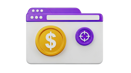 3D Illustration of Financial Target and Dollar Coin
