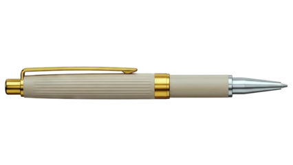 Elegant Ballpoint Pen with Beige and Gold Accents