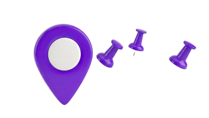 Purple Map Pointers and Pushpins