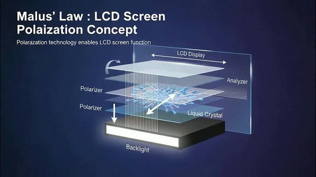 Malus' Law and LCD Screen Polarization Concept Animation