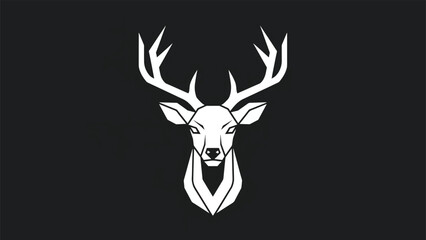 Elegant white deer head silhouette against a dark background, minimalist design.
