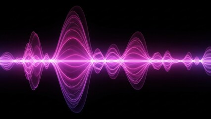 A vibrant purple sound wave glows brightly against a dark background