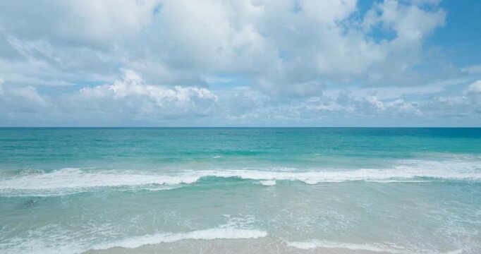 Day good wether scene sea beach Nature video landscape view of beach sea sand and sky. Landscape view of beach sea in summer day. Beach space area. High quality DCI4K PRORES422