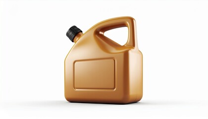Container holds brown liquid for storage or transport in a simple, clear setting near tools