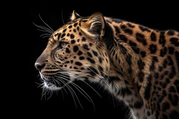 Extreme macro of big cat fur texture with near-black panther or leopard coat where subtle hair flow and pattern emerge from darkness under ultra-soft cinematic rim lighting - AI Generated