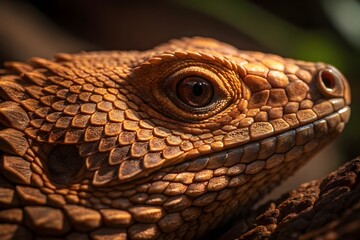 Macro reptile scale texture with overlapping geometric scales, subtle surface shine, and deep shadows between scales under cinematic lighting for luxury abstract wallpaper use - AI Generated