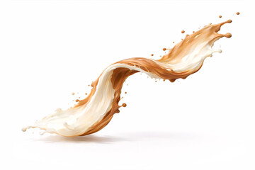 Milk & Light Chocolate Mid-Air Splash Collision, S-Curve Flow, Left Copy Space (8K)