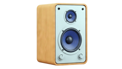 Compact Wooden Bookshelf Speaker with Blue Woofer