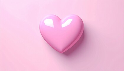 3D Pink Heart on Pink Background, Minimal Valentine Concept image 