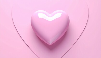 3D Pink Heart on Pink Background, Minimal Valentine Concept image 