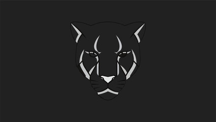 Fototapeta premium Geometric Panther Head Silhouette - A Striking Minimalist Design on Dark Background.