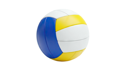 Volleyball with blue, yellow, and white panels