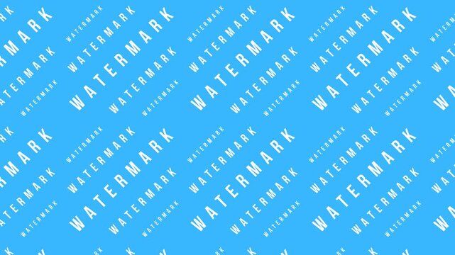 A dynamic looping animation of "WATERMARK" text in white on a vibrant blue background. Suitable for digital asset protection or graphic design projects.