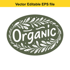  vector editable eps file of an organic logo with a leafy wreath on white background