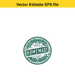  vector editable eps file with homemade green leaf circle logo variation