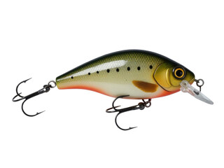 A close-up shot of a fishing lure on a white background, perfect for illustrations or designs related to fishing, outdoors, and recreation