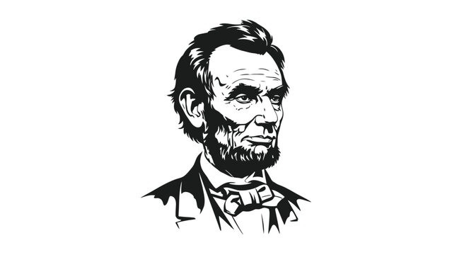 Black and white artistic sketch of Abraham Lincoln portrait.