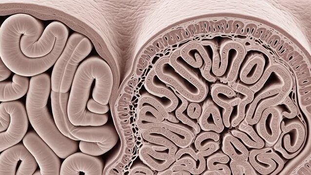 Microscopic 3D Rendering of Human Internal Organ Tissue Structure