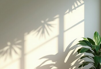 Soft Shadows of Indoor Plants on a Light-Colored Wall