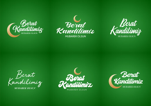 Berat Kandilimiz M&uuml;barek olsun. Turkiye Translation : The Holy Night of Barat, vector calligraphy design