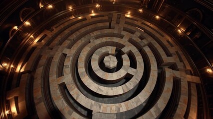 A young professional walking into a labyrinth, symbolizing career choices, uncertainty, and personal growth as they navigate complex paths toward clarity, purpose, and long-term success