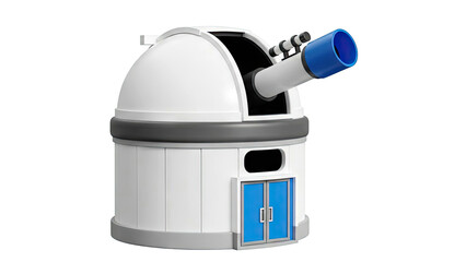 3D Render of a White Observatory Dome with Telescope