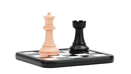 Chess Queen and Rook on Miniature Chessboard