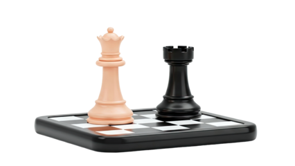 Chess Queen and Rook on Miniature Chessboard