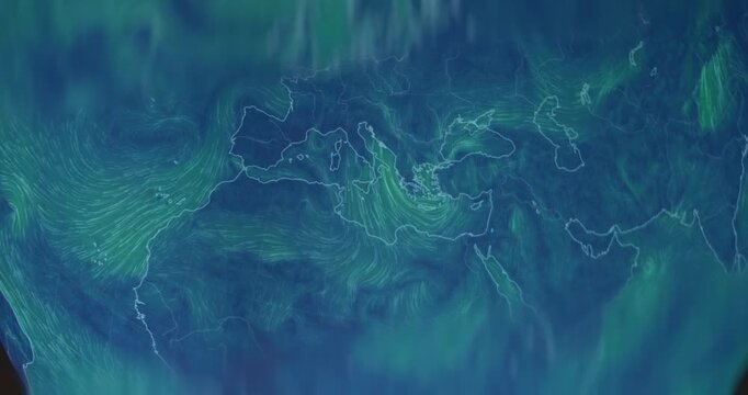 Weather map showing wind patterns across Europe