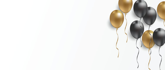 Banner background design beautiful 3d balloons vector illustration