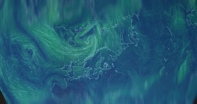 Weather map showing wind patterns over Europe