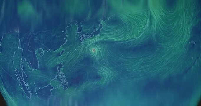 Weather map depicting a tropical cyclone