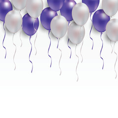 Blue and white balloons background decorating festive events. Vector illustration